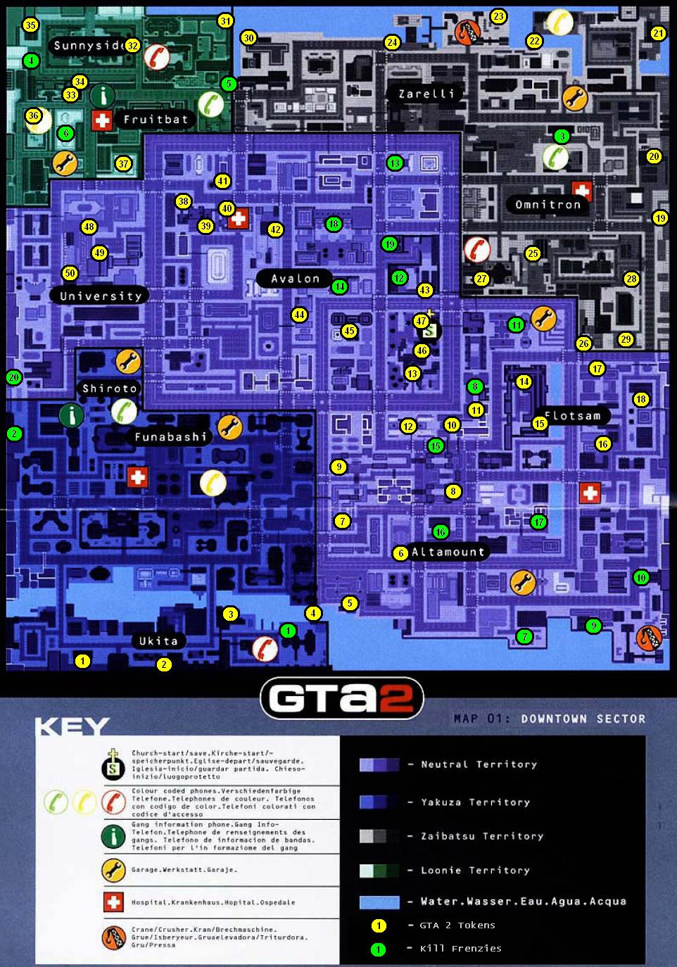 GTA 2 map of Downtown (1999)